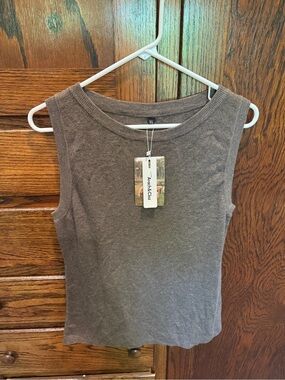 Arach&Cloz Ribbed Tank Top Gray Brown Heathered Size XL